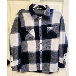 COOFANDY Men's Blue Flannel Casual Button Down Plaid Shirt Jacket Long Sleeve